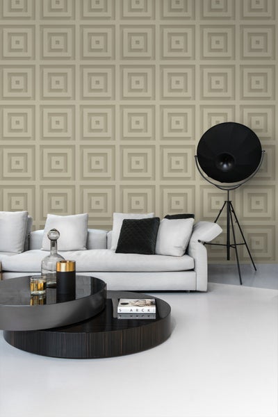 Origin Wallcoverings Tapete 3D-Quadrate Hellbeige - 50 x 900 cm - 347973