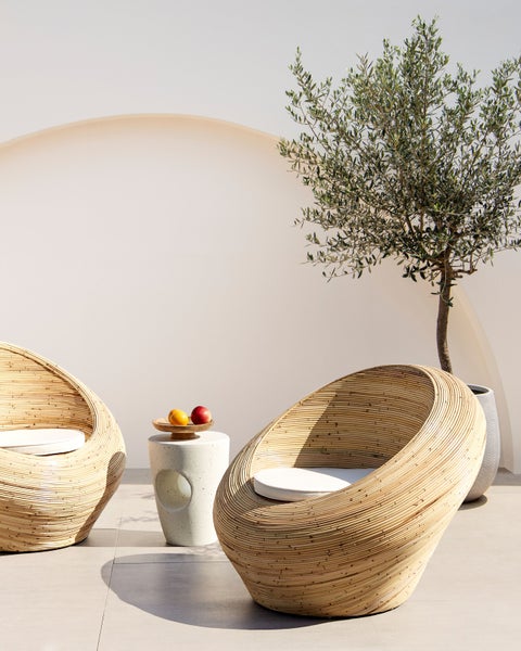 Gartensessel 2er Set MAIORI Rattan Naturfarben