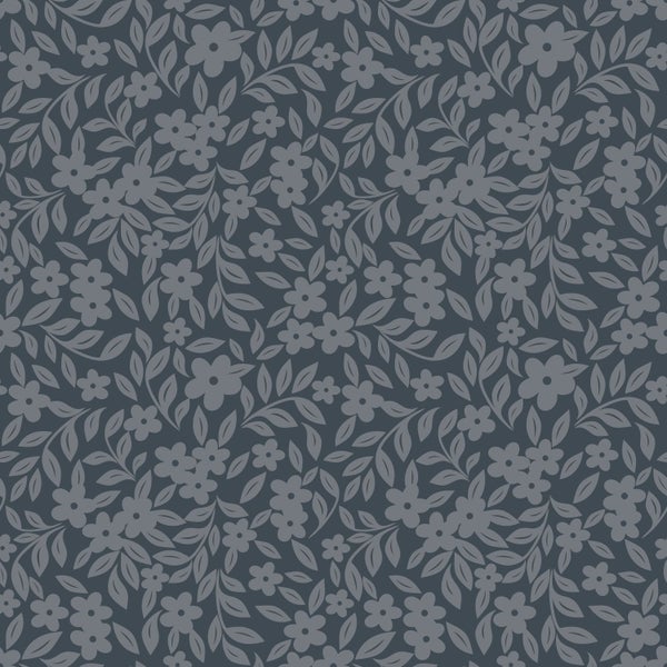 ESTAhome Tapete Blumen Dunkelblau - 50 x 900 cm - 131441