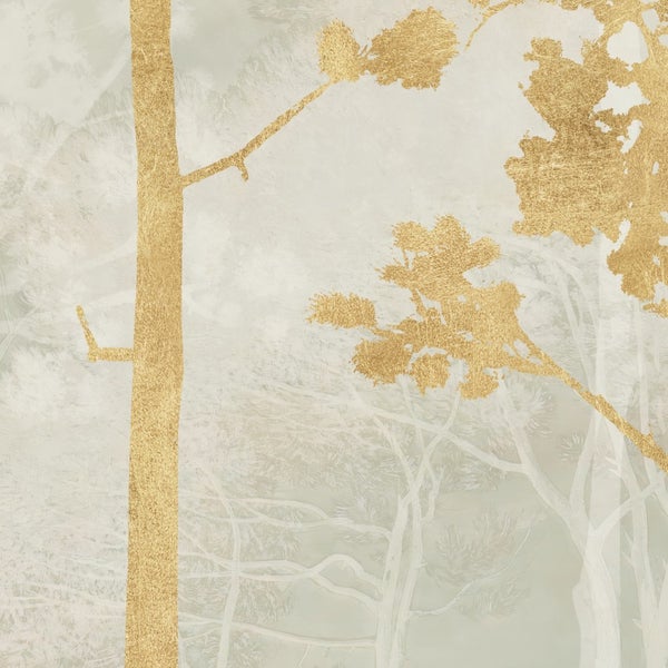 Dekorative Waldtapete mit goldenen Bäumen