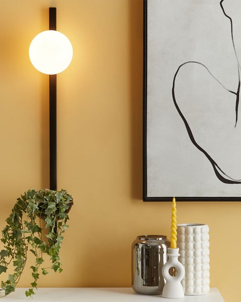 Wandlampe ISABELLA mit Blumentopf Metall Schwarz