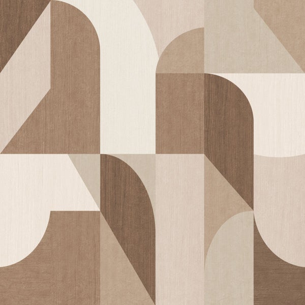 Origin Wallcoverings Tapete Kreise im Bauhaus-Stil Braun und Beige - 50 x 900 cm - 348028