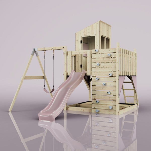 PolarPlay Spielturm Brita aus Holz in Rosa,