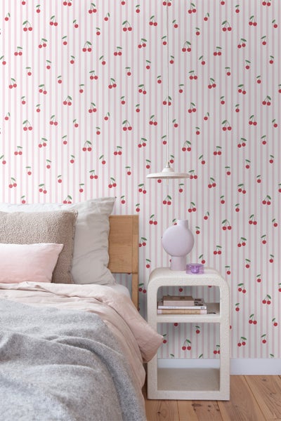 ESTAhome Tapete Kirschen Hellrosa - 50 x 900 cm - 131654