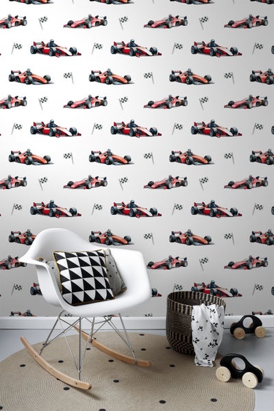 Sanders und Sanders Tapete Rennwagen Rot, Schwarz und Weiß - 50 x 900 cm - 935372