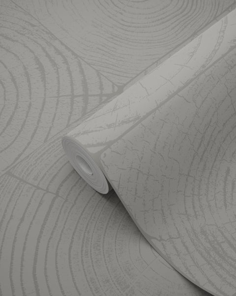 Origin Wallcoverings Tapete Querschnitte von Baumstämmen Dunkelgrau - 53 cm x 10.05 m - 347548