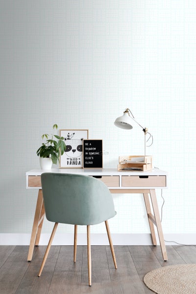 Origin Wallcoverings Tapete Blätter Hellblau und Weiß - 53 cm x 10.05 m - 347498