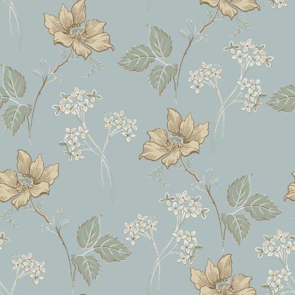 Borastapeter Tapete Blumen Graublau - 53 cm x 10.05 m - 660834