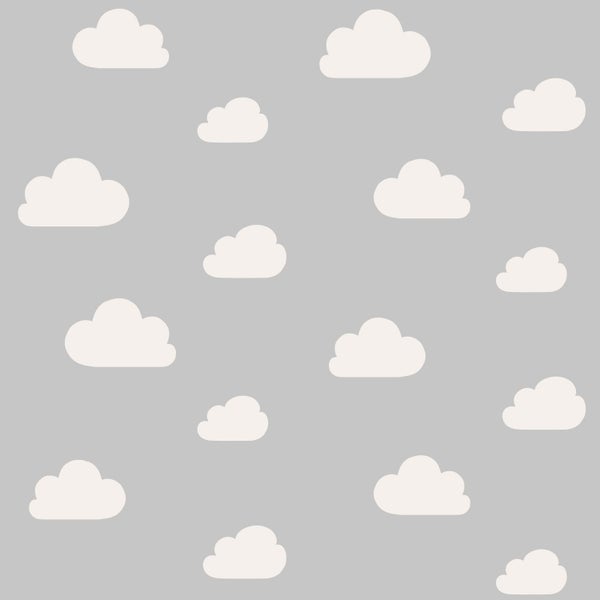ESTAhome Tapete kleine Wolken Grau - 53 cm x 10.05 m - 139560
