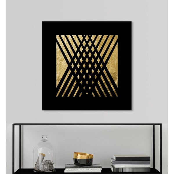 Blattgoldbild | Abstrakt | Kunst | Wandbild mit Blattgold Applikationen| Handarbeit | Deko | P1779774_GOLD, Format: 70x70cm