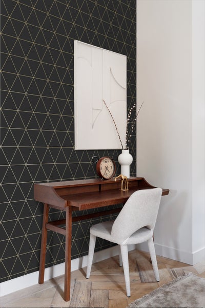 Origin Wallcoverings Tapete grafische Dreiecke Schwarz und Gold - 53 cm x 10.05 m - 347684