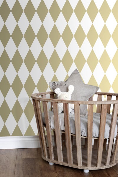 Origin Wallcoverings Tapete Karomuster Weiß und Gold - 53 cm x 10.05 m - 347669