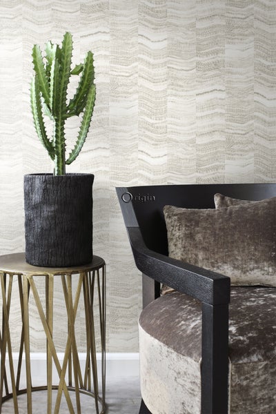 Origin Wallcoverings Tapete Zick-Zack-Mamorstreifen Beige - 53 cm x 10.05 m - 337245