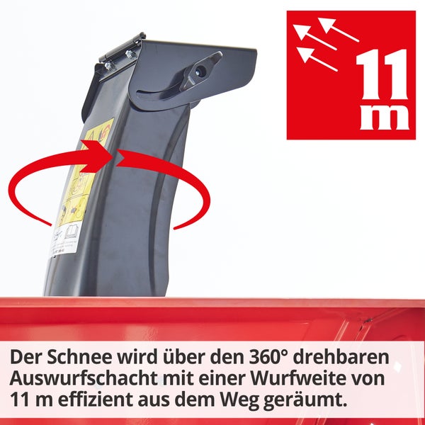 Schneefräse Auswurfweite 11 Meter und drehbarer Auswurfschacht