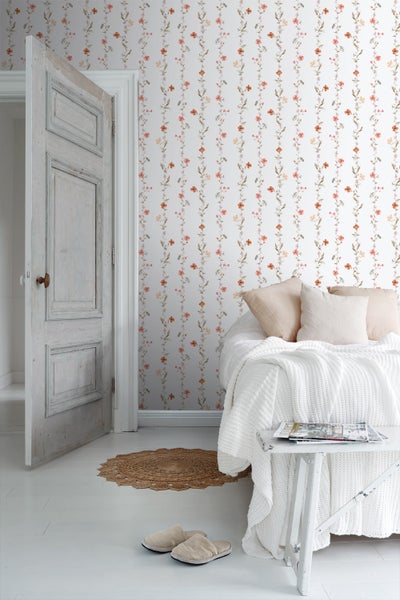 Sanders und Sanders Tapete Blumen Orange und Weiß - 53 cm x 10 m - 640173