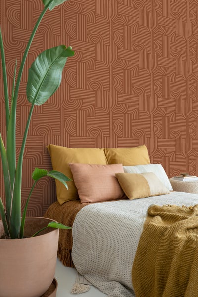 ESTAhome Tapete 3D-Muster Terrakotta - 53 cm x 10.05 m - 139938