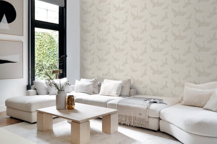 Origin Wallcoverings Tapete Kraniche Sandbraun - 53 cm x 10.05 m - 347827