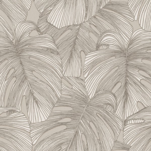 Origin Wallcoverings Tapete 3D Muster Blätter Hellgrau - 50 x 900 cm - 347915