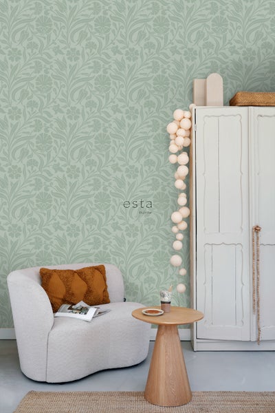 ESTAhome Tapete Blumen Mintgrün - 50 x 900 cm - 139295