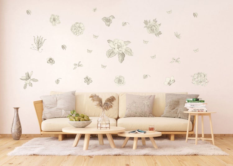 Sanders und Sanders Wandtattoo Blumen Grau - 85 x 65 cm - 601351