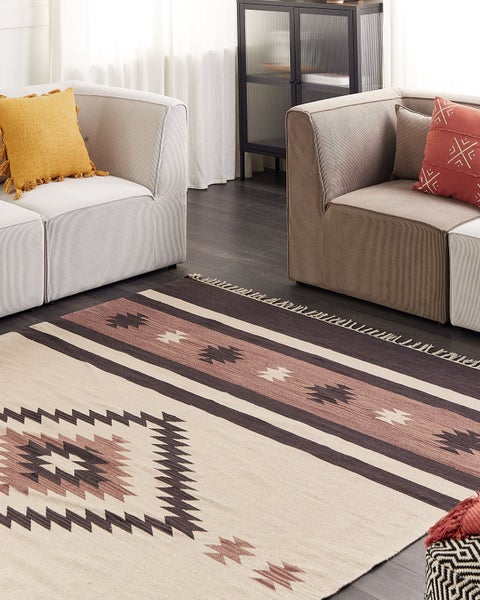 Teppich ARAGATS Beige 200 x 300 cm Baumwolle Kelim