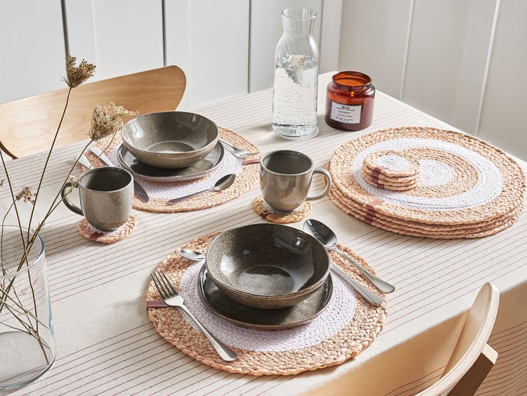 Tischset mit Untersetzern 12-teilig TUMERIC Naturfarben Jute