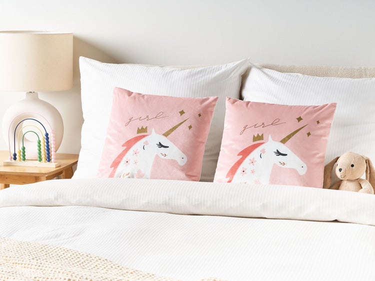 Dekokissen 2er Set UNIOLA Samtstoff 45 x 45 cm Rosa