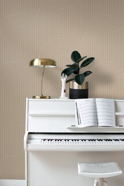 ESTAhome Tapete grafische Linien Sandbeige - 50 x 900 cm - 139925