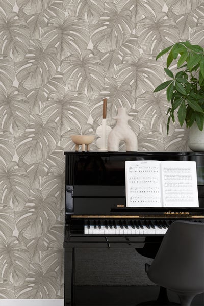 Origin Wallcoverings Tapete 3D Muster Blätter Grau - 50 x 900 cm - 347914