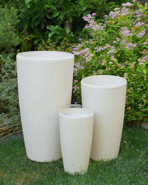 Blumenkübel ABDERA Stein 31 cm Hellbeige