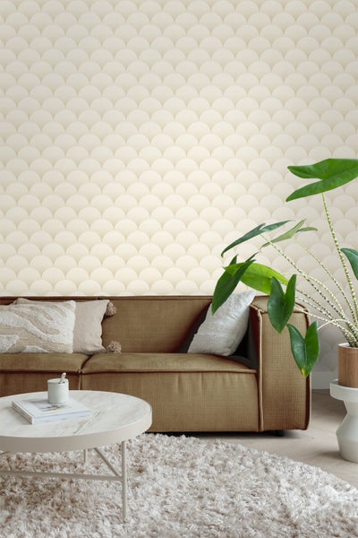 ESTAhome Tapete Art Decó Muster Sandbeige - 50 x 900 cm - 139464