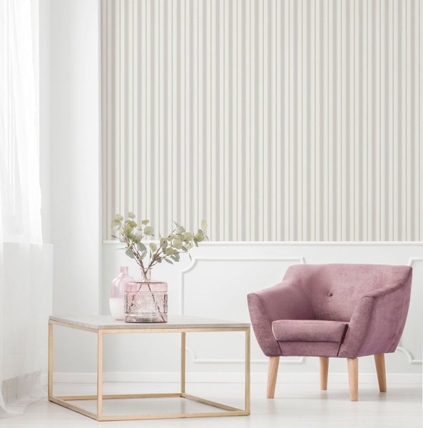 Sanders und Sanders Tapete Streifen Grau und Beige - 53 cm x 10.05 m - 640700