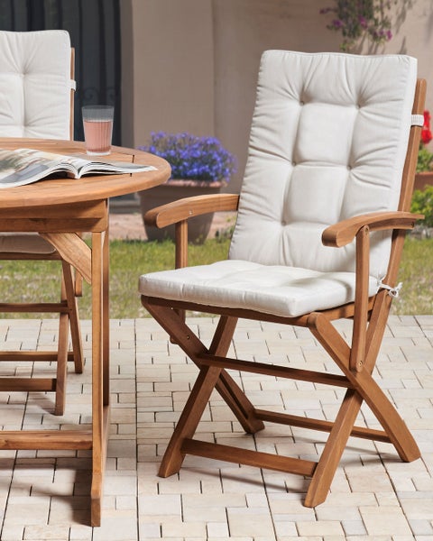 Set mit 2 Stühlen und Sitzkissen MAUI PREMIUM Akazienholz Hellbeige