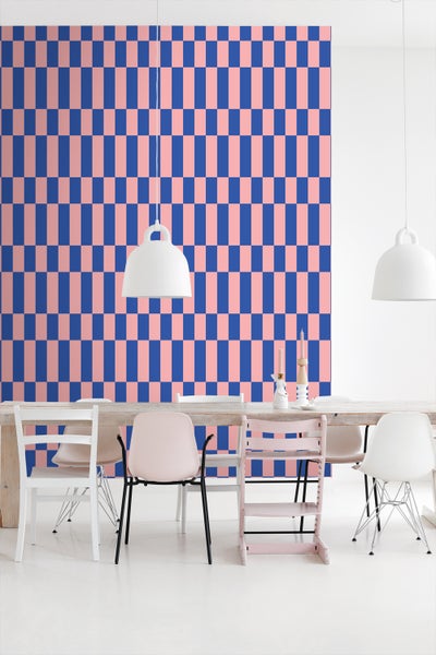 ESTAhome Tapete Streifen Rosa und Königsblau - 50 x 900 cm - 130921