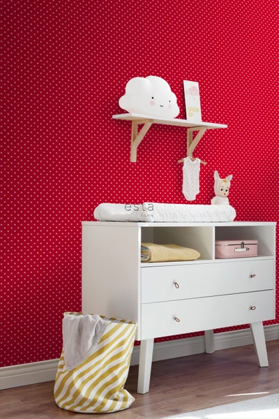 ESTAhome Tapete Punkte Rot und Rosa - 53 cm x 10.05 m - 115740