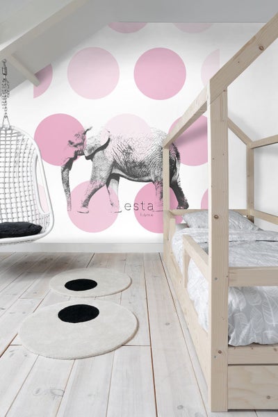ESTAhome Fototapete Elefant Rosa - 186 cm x 2,79 m - 158708