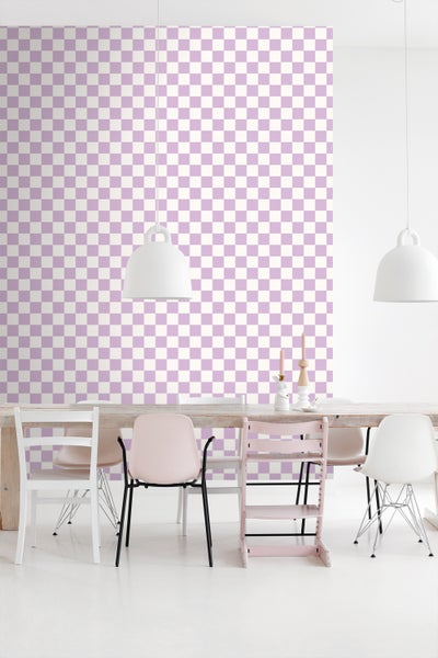 ESTAhome Tapete Karomuster Violett und Weiß - 53 cm x 10.05 m - 139997