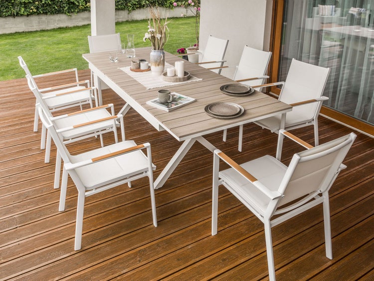 Ausziehbarer Gartentisch FANES 184/242 cm 90 cm Metall Weiß