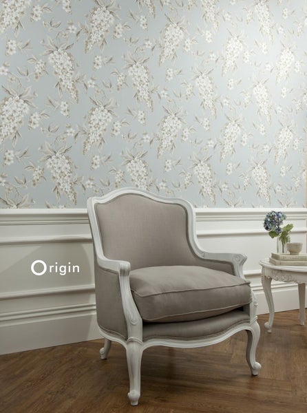Origin Wallcoverings Tapete Glyzinien Eisblau - 52 cm x 10.05 m - 307138