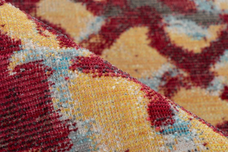 Kurzflor Teppich Bao Multi / Rot Modern, Used-Look 80 x 150 cm