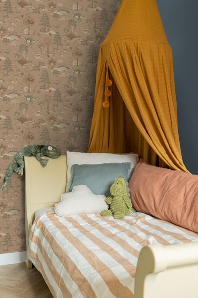 Tapetenrolle mit Dinosaurier und Landschaftsmotiv, 53 cm breit und 10,05 m lang