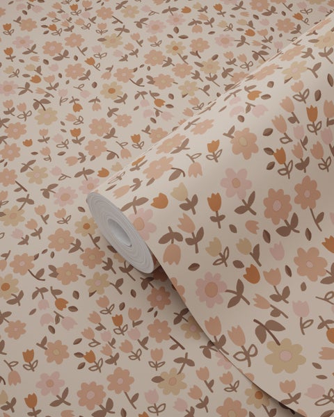 ESTAhome Tapete Blumen Terrakottarosa - 53 cm x 10.05 m - 131394