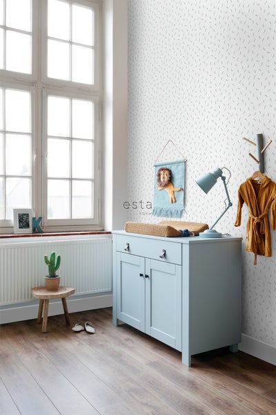 ESTAhome Tapete grafisches Motiv Vintage Blau - 53 cm x 10.05 m - 139063