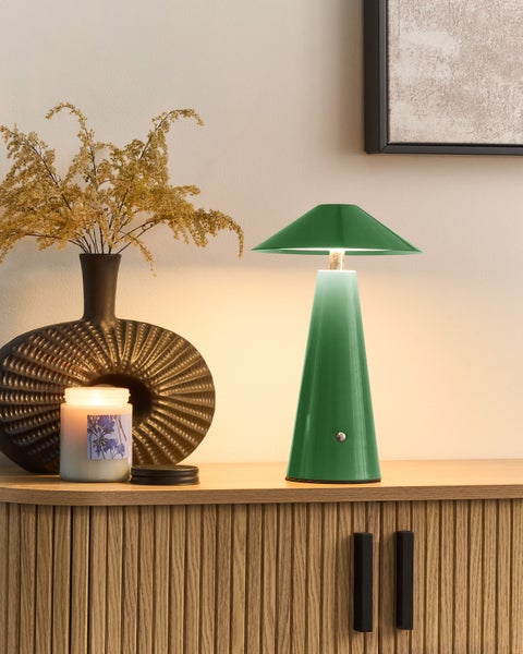 Kabellose LED Tischlampe APAYAO mit Dimmer Metall Grün