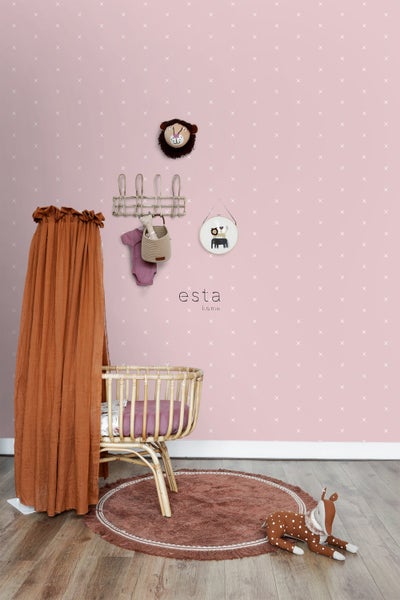 ESTAhome Tapete grafisches Motiv Rosa - 53 cm x 10.05 m - 139069