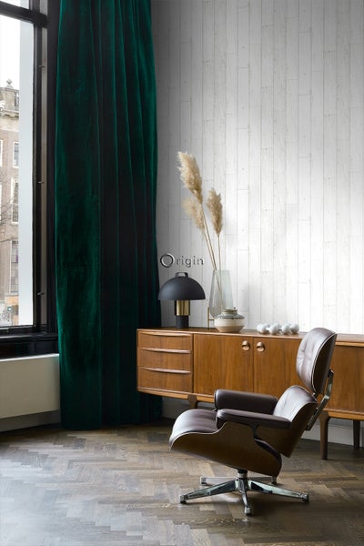 Origin Wallcoverings Tapete Holz-optik Elfenbeinweiß - 53 cm x 10.05 m - 347551