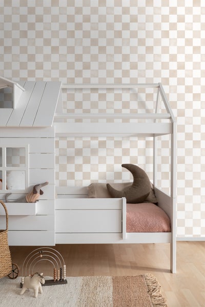ESTAhome Tapete Karomuster Beige und Weiß - 53 cm x 10.05 m - 131291