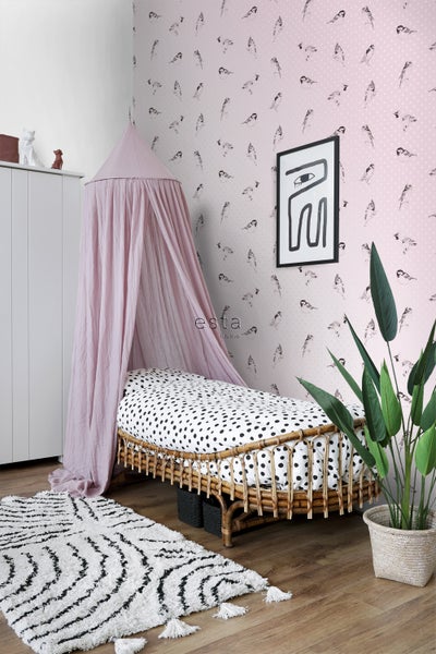 ESTAhome Tapete Vögel Hellrosa - 53 cm x 10,05 m - 115747