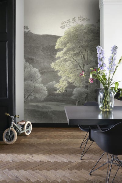 ESTAhome Fototapete bewaldete Landschaft Mintgrün - 3,72 x 2,79 m - 158892