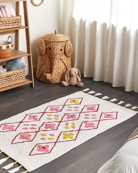 Kinderteppich CAVUS Weiß 80 x 150 cm Baumwolle